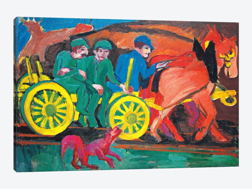 Horses with Three Farmers by Ernst Ludwig Kirchner 1-piece Canvas Art Print