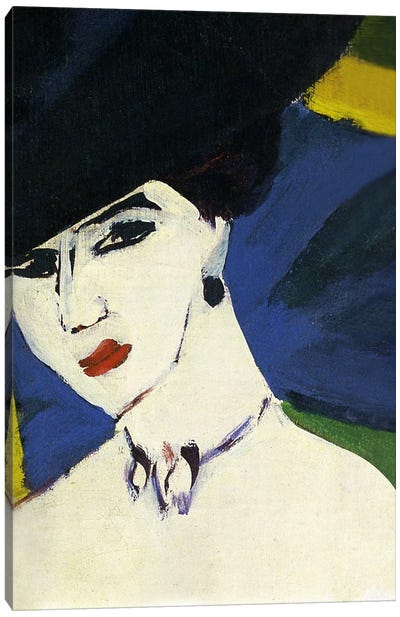 Female Nude with a Black Hat Canvas Art Print - Ernst Ludwig Kirchner