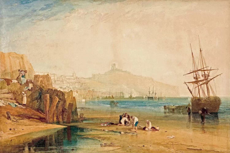 Scarborough Town and Castle: Morning Boys Catching Crabs, 1810