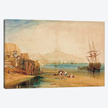 Scarborough Town and Castle: Morning Boys Catching Crabs, 1810 Canvas Print #15269} by J.M.W. Turner Canvas Wall Art