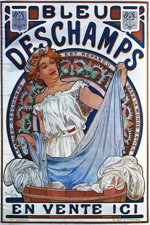 Bleu Deschamps, 1897 by Alphonse Mucha wall art
