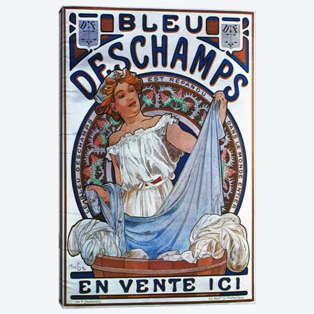 Bleu Deschamps, 1897 Canvas Print #15276} by Alphonse Mucha Canvas Artwork