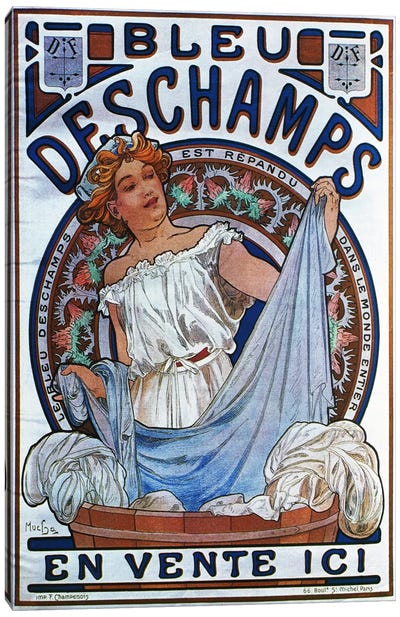Bleu Deschamps, 1897 Canvas Art Print - Alphonse Mucha