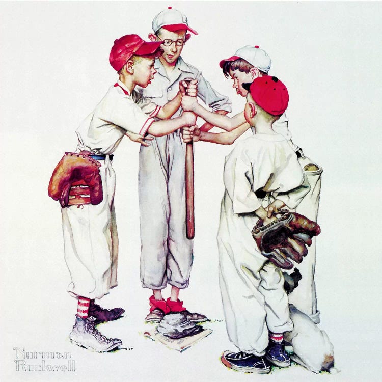 Choosing up (Four Sporting Boys: Baseball) by Norman Rockwell wall art