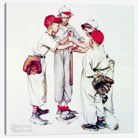 Choosing up (Four Sporting Boys: Baseball) Canvas Print #1531} by Norman Rockwell Canvas Artwork