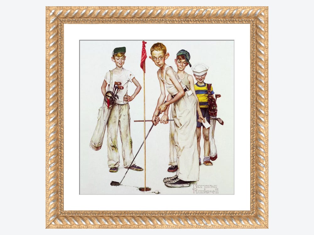 Missed (Four Sporting Boys: Golf) ( Sports > Golf art) - 16x16x1