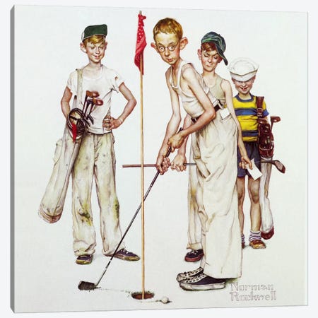 Missed (Four Sporting Boys: Golf) Canvas Print #1532} by Norman Rockwell Canvas Art