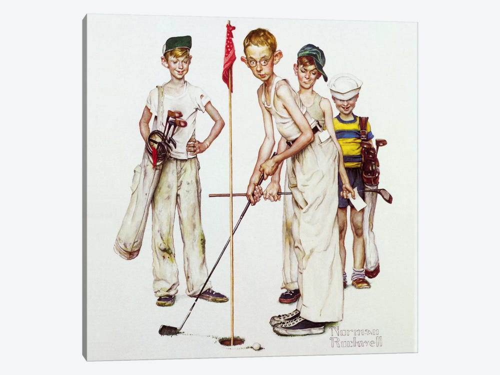 Missed (Four Sporting Boys: Golf) by Norman Rockwell 1-piece Canvas Print