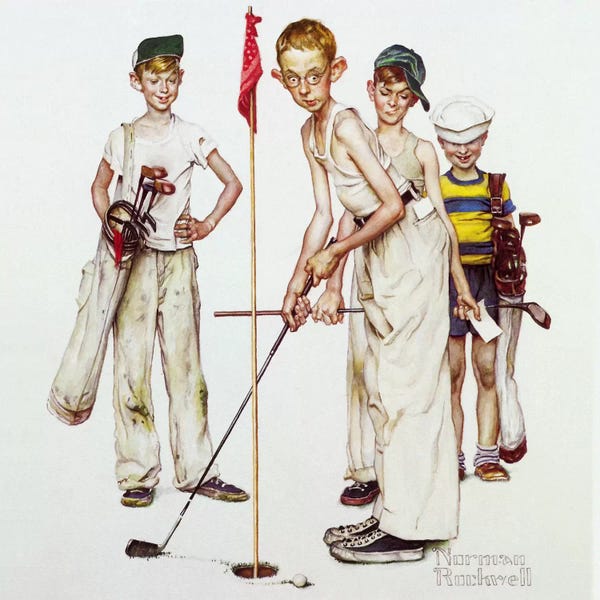 Norman Rockwell: Missed (Four Sporting Boys: Golf) by Norman Rockwell