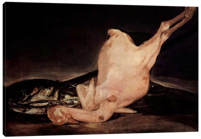 Plucked Turkey Canvas Art Print - Francisco Goya