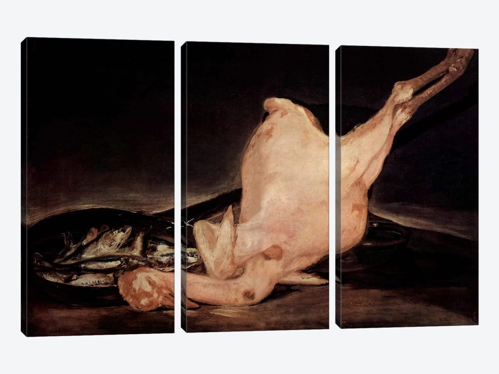 Plucked Turkey by Francisco Goya 3-piece Canvas Art Print