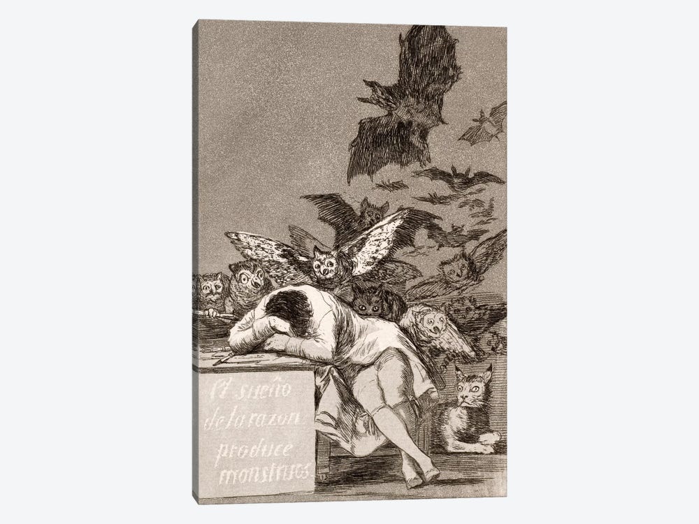 Los Caprichos: The Sleep of Reason Produces Monsters, Plate 43 by Francisco Goya 1-piece Canvas Print