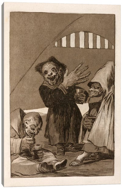 Los Caprichos:Duendecitos (Elves), Plate 49,1799 Canvas Art Print - Hall of Horror