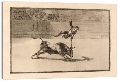 The Agility and Audacity of Juanito Apinani in the Ring at Madrid Canvas Art Print - Francisco Goya