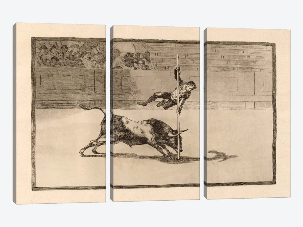 The Agility and Audacity of Juanito Apinani in the Ring at Madrid by Francisco Goya 3-piece Canvas Artwork