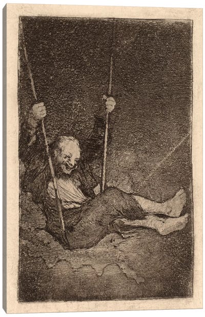 Old Man on a Swing Canvas Art Print - Francisco Goya