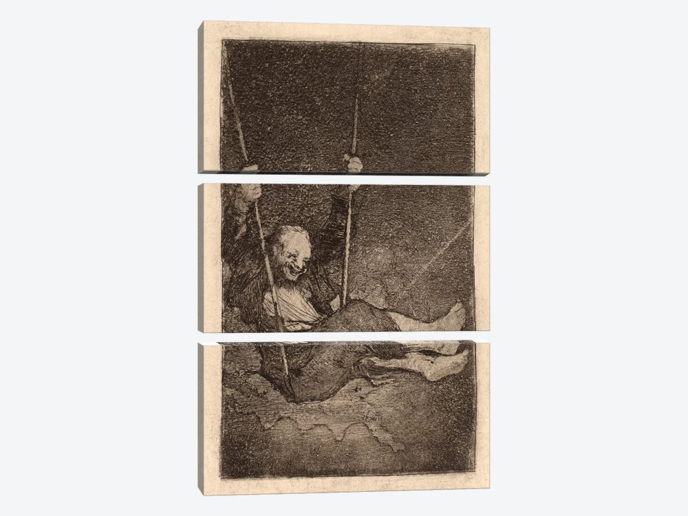 Old Man on a Swing by Francisco Goya 3-piece Canvas Art