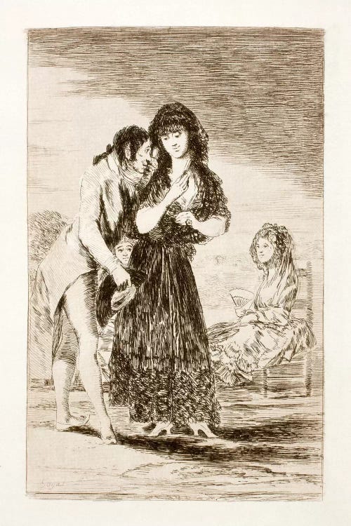 Los Caprichos: Even Thus He Cannot Make Her Out, Plate 7 by Francisco Goya wall art