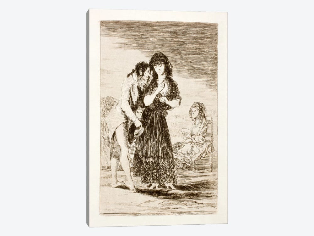 Los Caprichos: Even Thus He Cannot Make Her Out, Plate 7 by Francisco Goya 1-piece Art Print