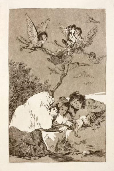 Los Caprichos: Everyone Will Fall, Plate 19 by Francisco Goya metal wall art