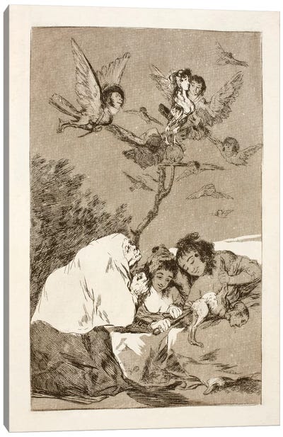 Los Caprichos: Everyone Will Fall, Plate 19 Canvas Art Print - Francisco Goya