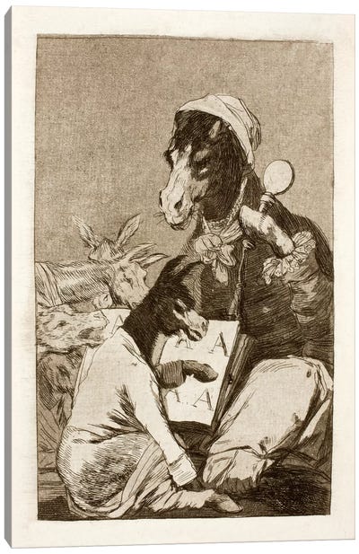 Los Caprichos: Might Not the Pupil Know More?, Plate 37 Canvas Art Print - Donkey Art