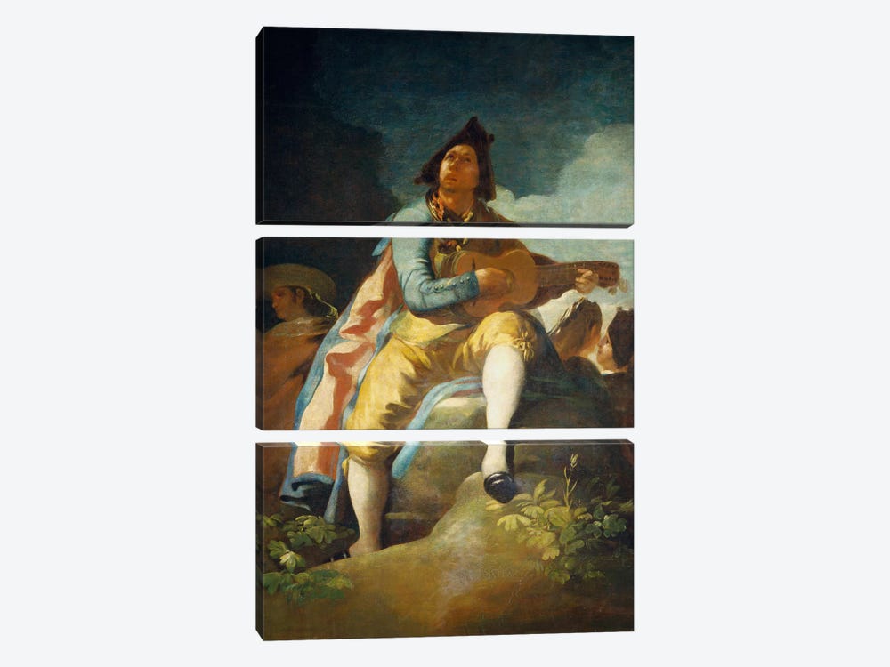 El Majo de la Guitarra, 1779 by Francisco Goya 3-piece Canvas Wall Art