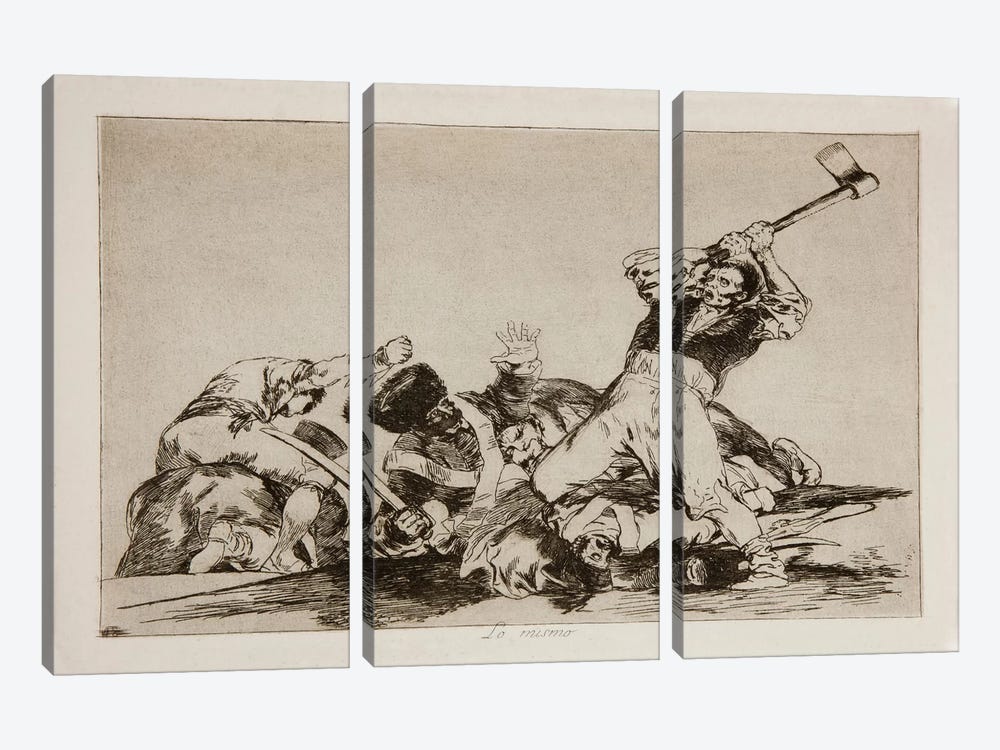 The Disasters of War: The Same Thing, Plate 3 by Francisco Goya 3-piece Canvas Print