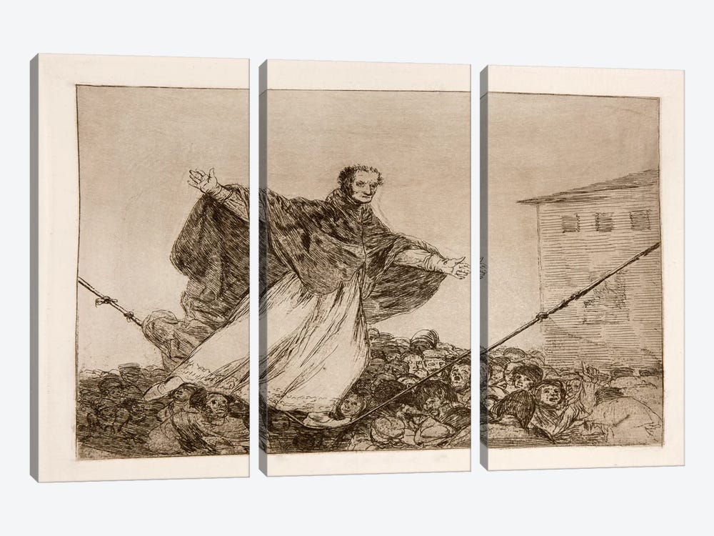 The Disasters of War: Look the Rope is Breaking, Plate 77 by Francisco Goya 3-piece Canvas Wall Art