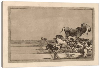 Dreadful Events in the Front Rows of the Ring at Madrid and Death of the Mayor of Torrejon Canvas Art Print - Francisco Goya