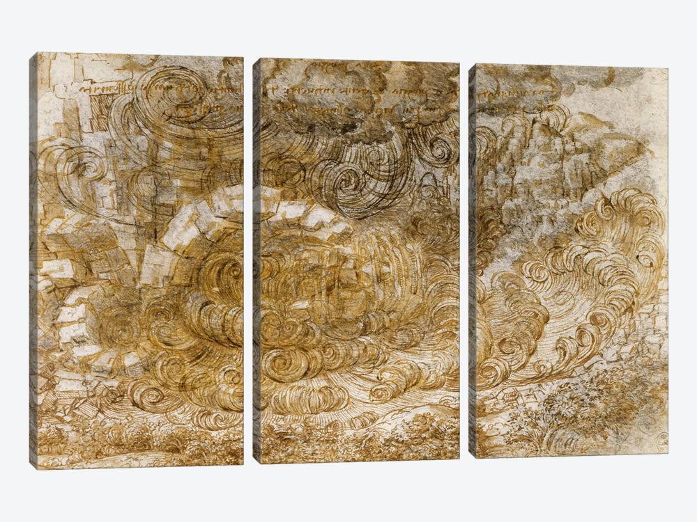 Deluge, 1518 by Leonardo da Vinci 3-piece Canvas Art Print
