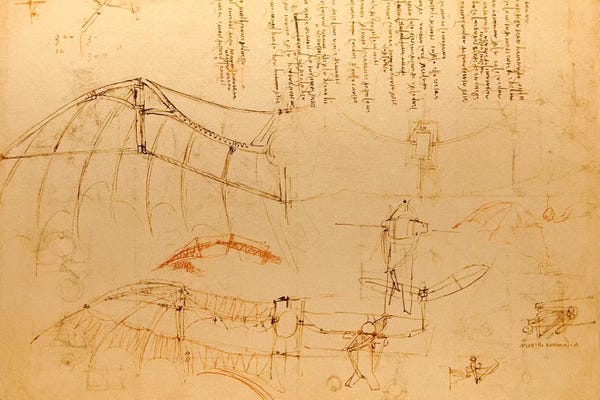 Prints & Publications: Drawing of Flying Machine with Beating Wings by Leonardo da Vinci