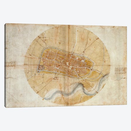 Map of Imola, 1502 Canvas Print #15389} by Leonardo da Vinci Canvas Art Print
