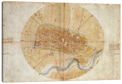 Map of Imola, 1502 Canvas Art Print - Italy Art