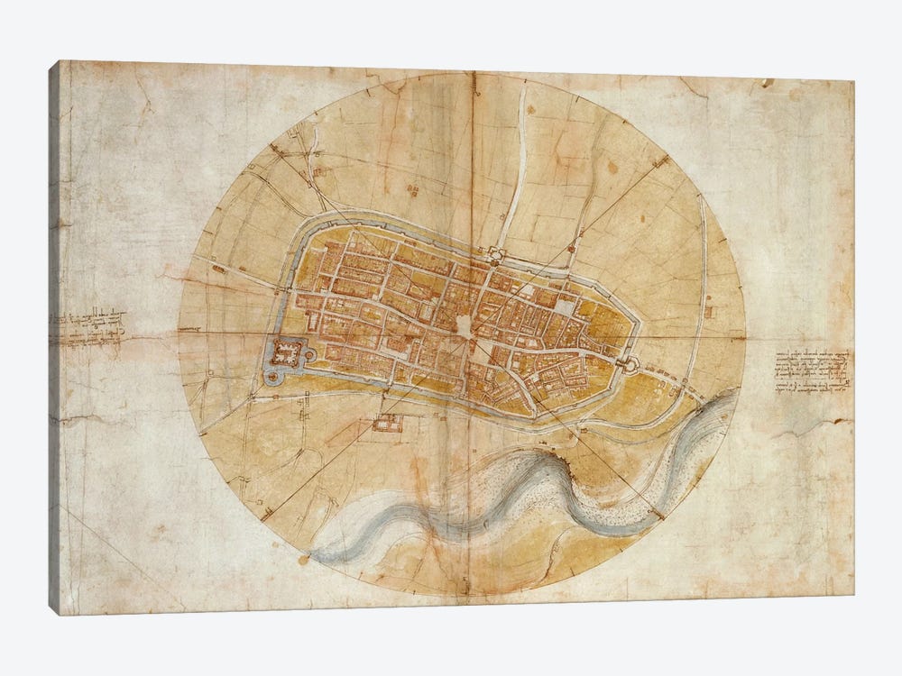 Map of Imola, 1502 by Leonardo da Vinci 1-piece Art Print