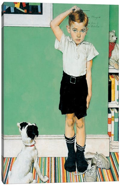 He's Going to Be Taller Than Dad Canvas Art Print - Norman Rockwell