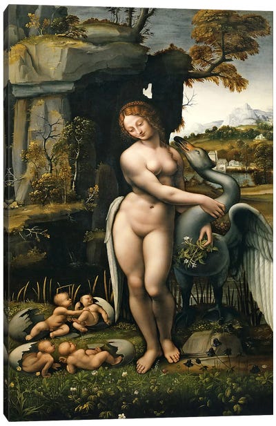 Leda and the Swan, 1515 Canvas Art Print - Mythological Figures