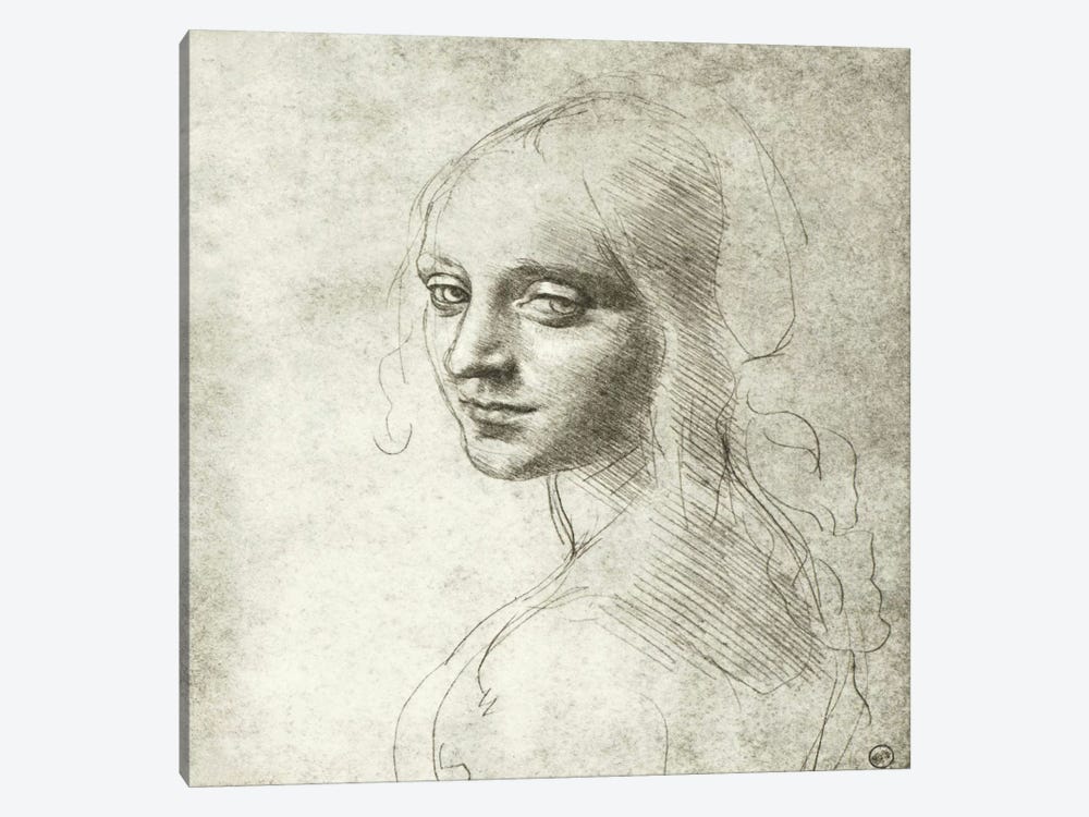 Head of a Girl, 1483 by Leonardo da Vinci 1-piece Canvas Wall Art