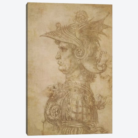 Profile of a Warrior in Helmet Canvas Print #15400} by Leonardo da Vinci Canvas Art