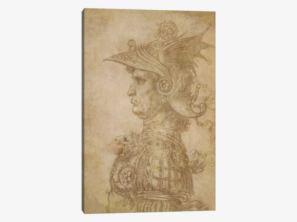 Profile of a Warrior in Helmet by Leonardo da Vinci 1-piece Canvas Print