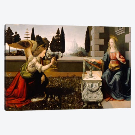Annunciation Canvas Print #15405} by Leonardo da Vinci Art Print