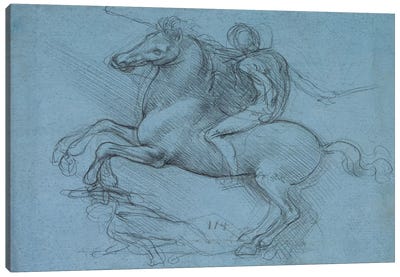 A Study for an Equestrian Monument, 1490 Canvas Art Print - Horseback Art