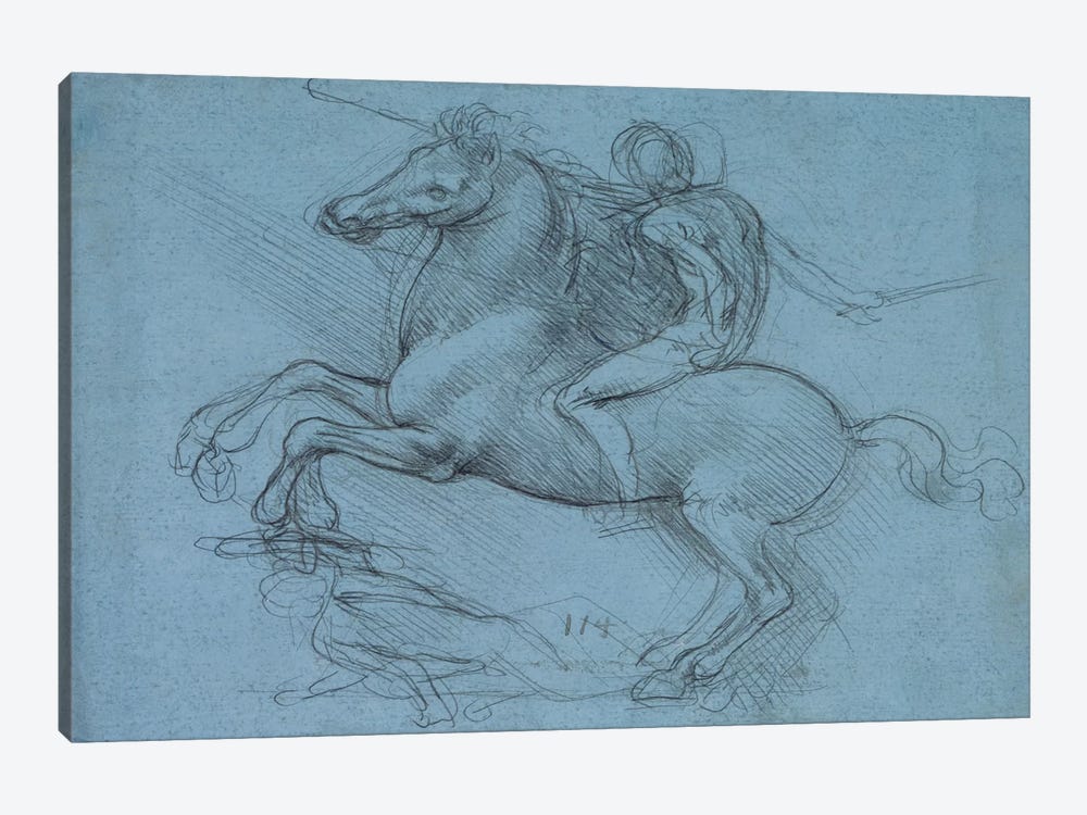 A Study for an Equestrian Monument, 1490 by Leonardo da Vinci 1-piece Canvas Art