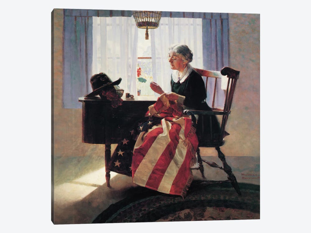 Mending The Flag by Norman Rockwell 1-piece Canvas Artwork