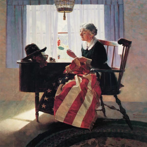 American Décor: Mending The Flag by Norman Rockwell