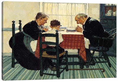 Family Grace (Pray) Canvas Art Print - Christianity Art