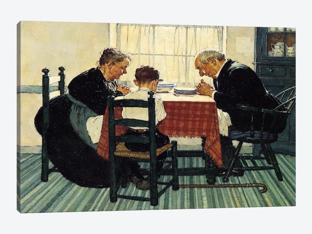 Family Grace (Pray) by Norman Rockwell 1-piece Canvas Wall Art