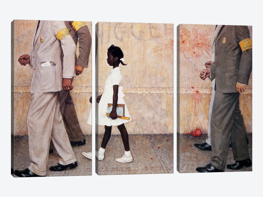 The Problem We All Live With (Ruby Bridges) by Norman Rockwell 3-piece Canvas Print