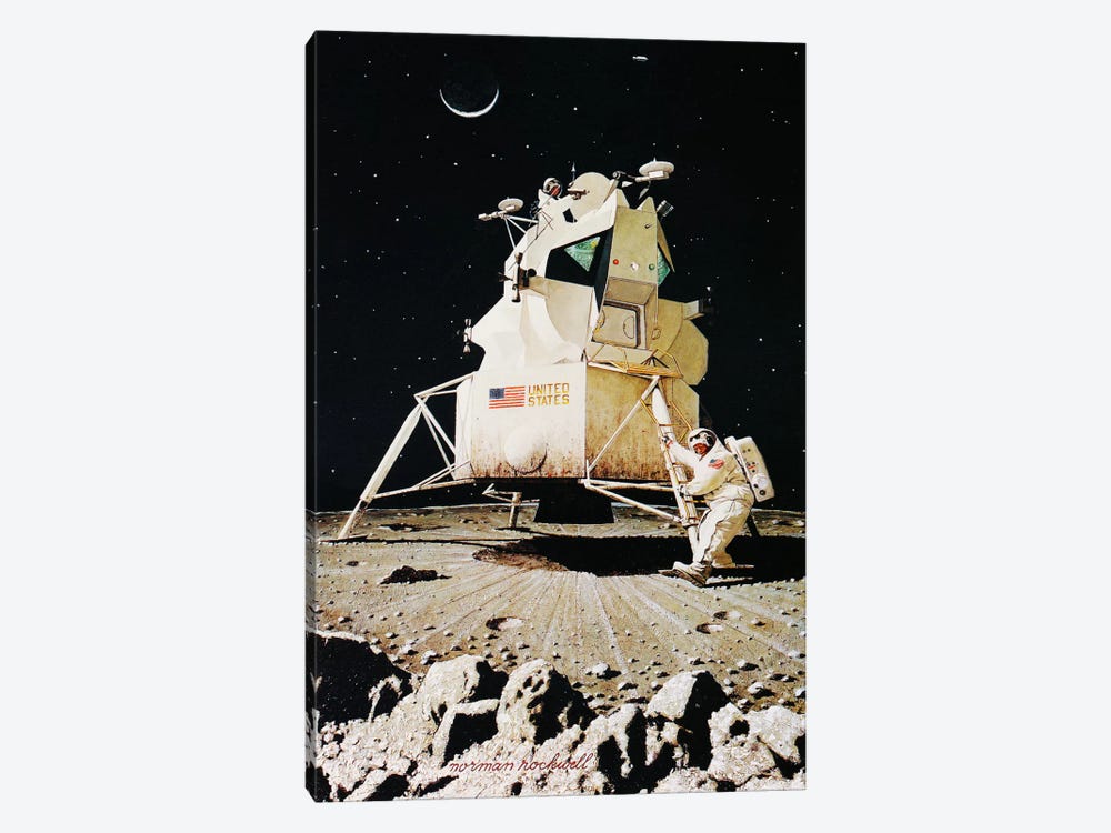 Man on the Moon by Norman Rockwell 1-piece Canvas Art