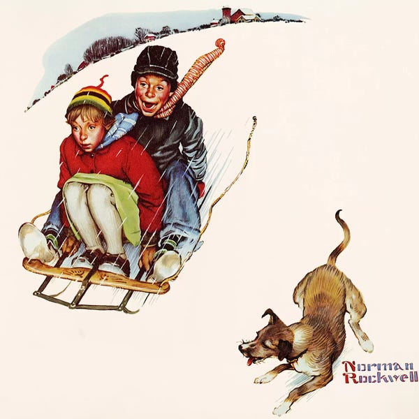 Norman Rockwell: Downhill Daring by Norman Rockwell